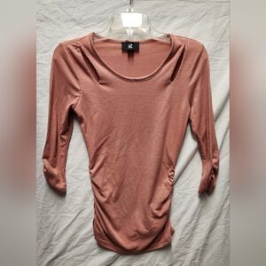 Iz Byer Women's Dusty Rose 3/4 Sleeve Ruched Top Size S